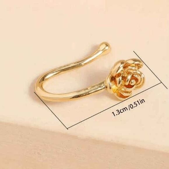 Gold Rose Nose Ring Cuff - Picture 4 of 5
